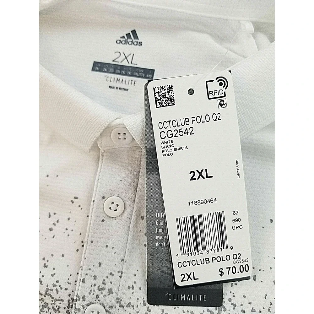 Adidas men polo shirt Climalite CG2542 white 2XL MSRP $70